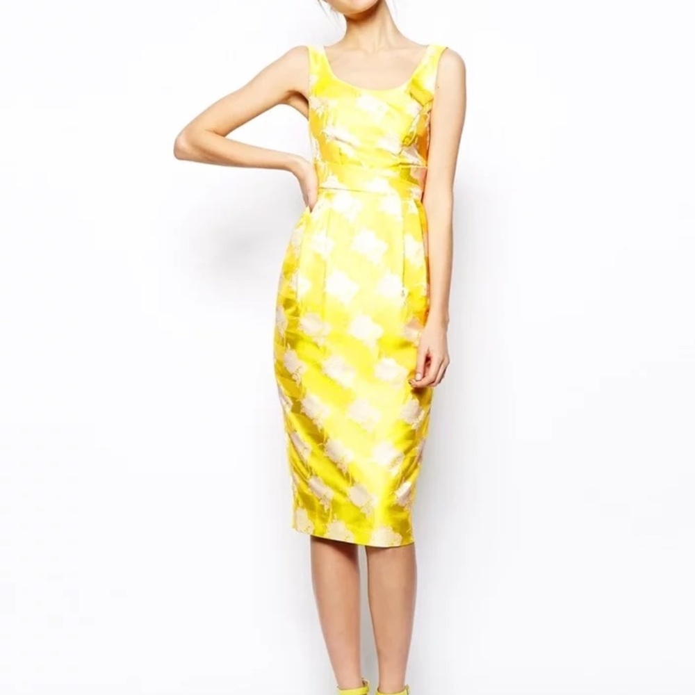 ASOS Yellow Jacquard Dress